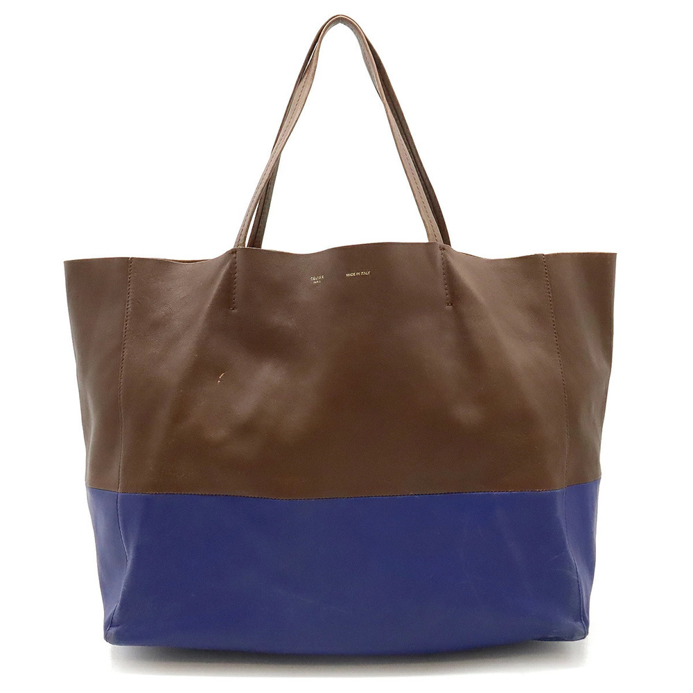 Celine Horizontal Cabas Tote Bag Shoulder Leather Bi Two tone Brown Blue